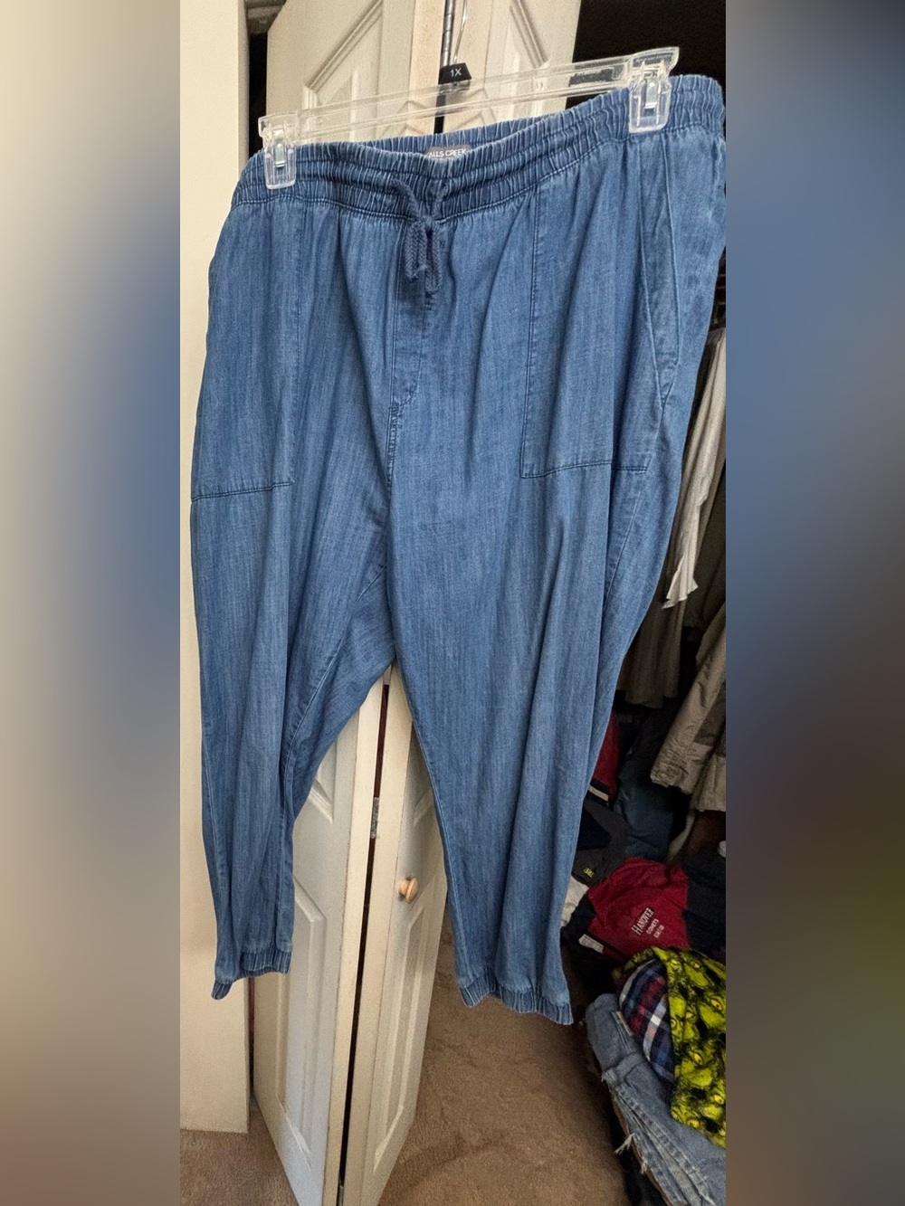 Falls Creek Blue Elastic Waist Denim Joggers